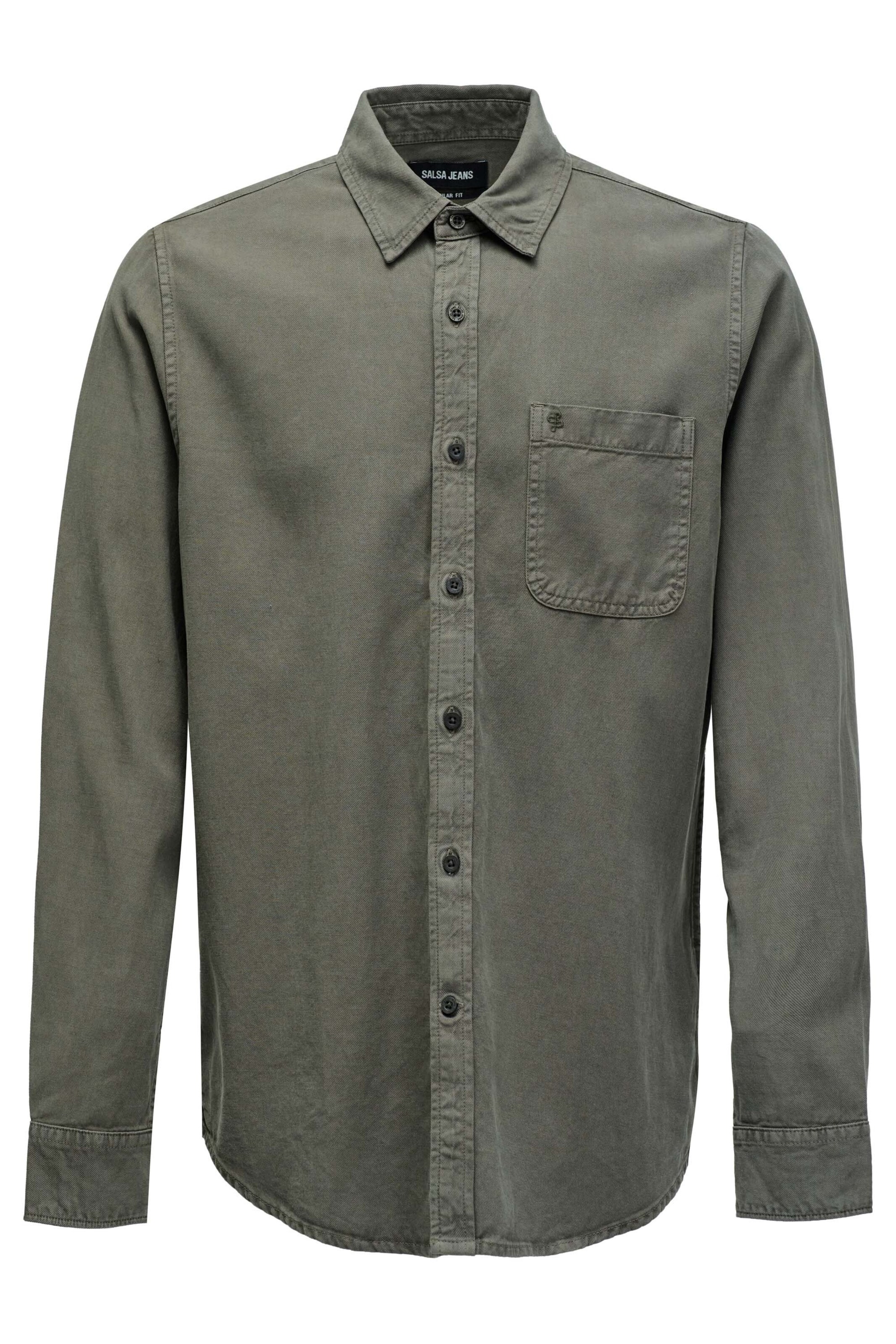 Salsa Jeans Regular Fit Hemd in Grün: Vorderseite