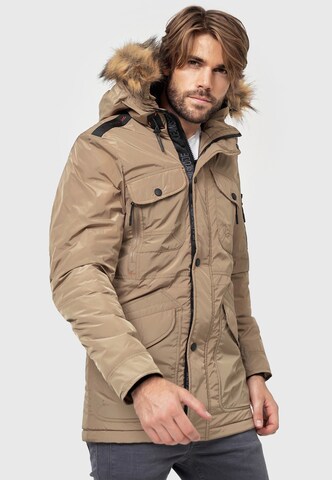 INDICODE JEANS Winterparka ' Carpelan ' in Bruin: voorkant