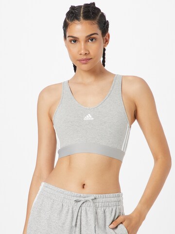 ADIDAS SPORTSWEAR Bralette Sports Bra 'Essentials 3-Stripes With Removable Pads' in Grey: front