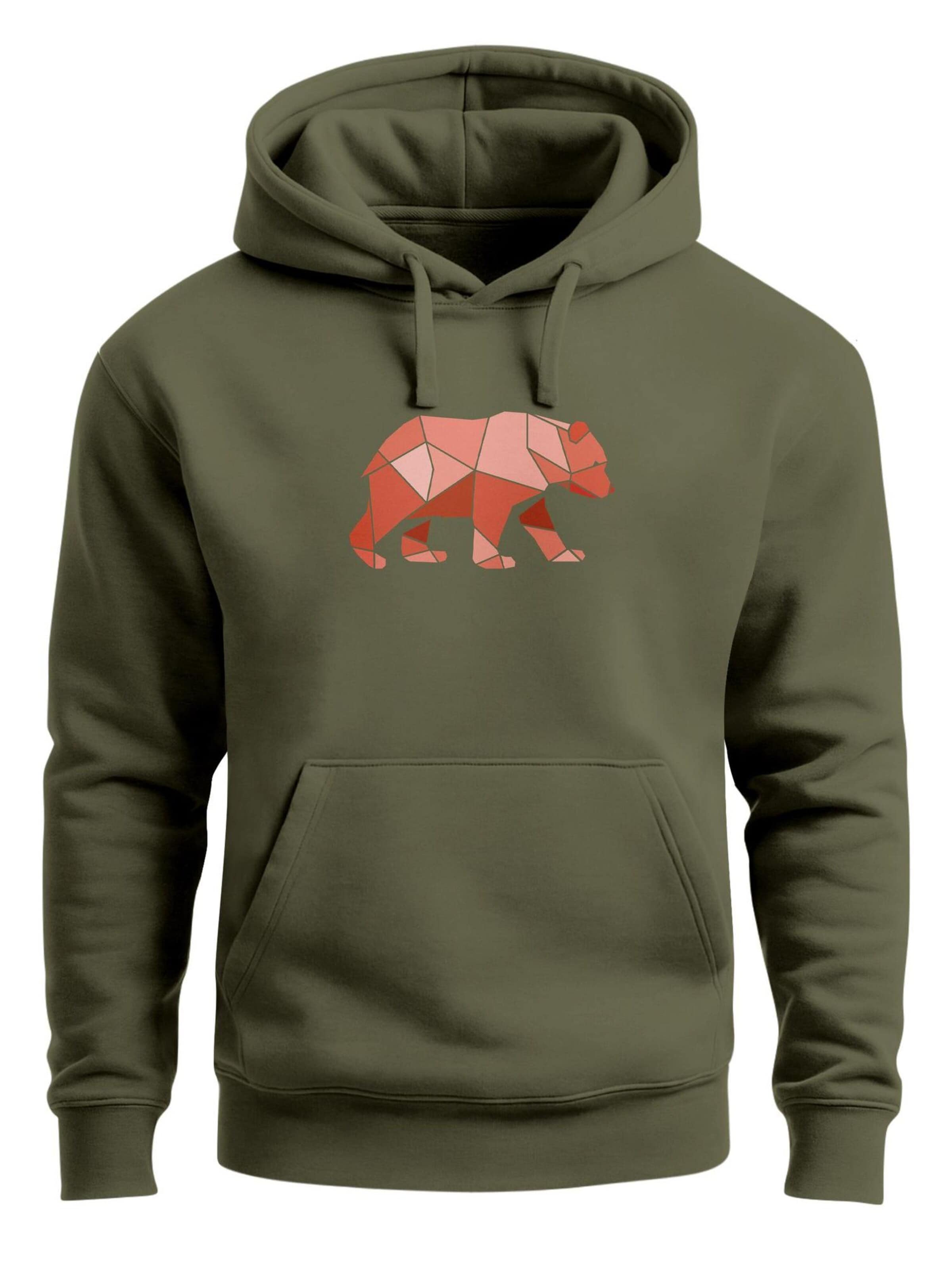 Neverless Sweatshirt 'Bär Polygon' in Green: front
