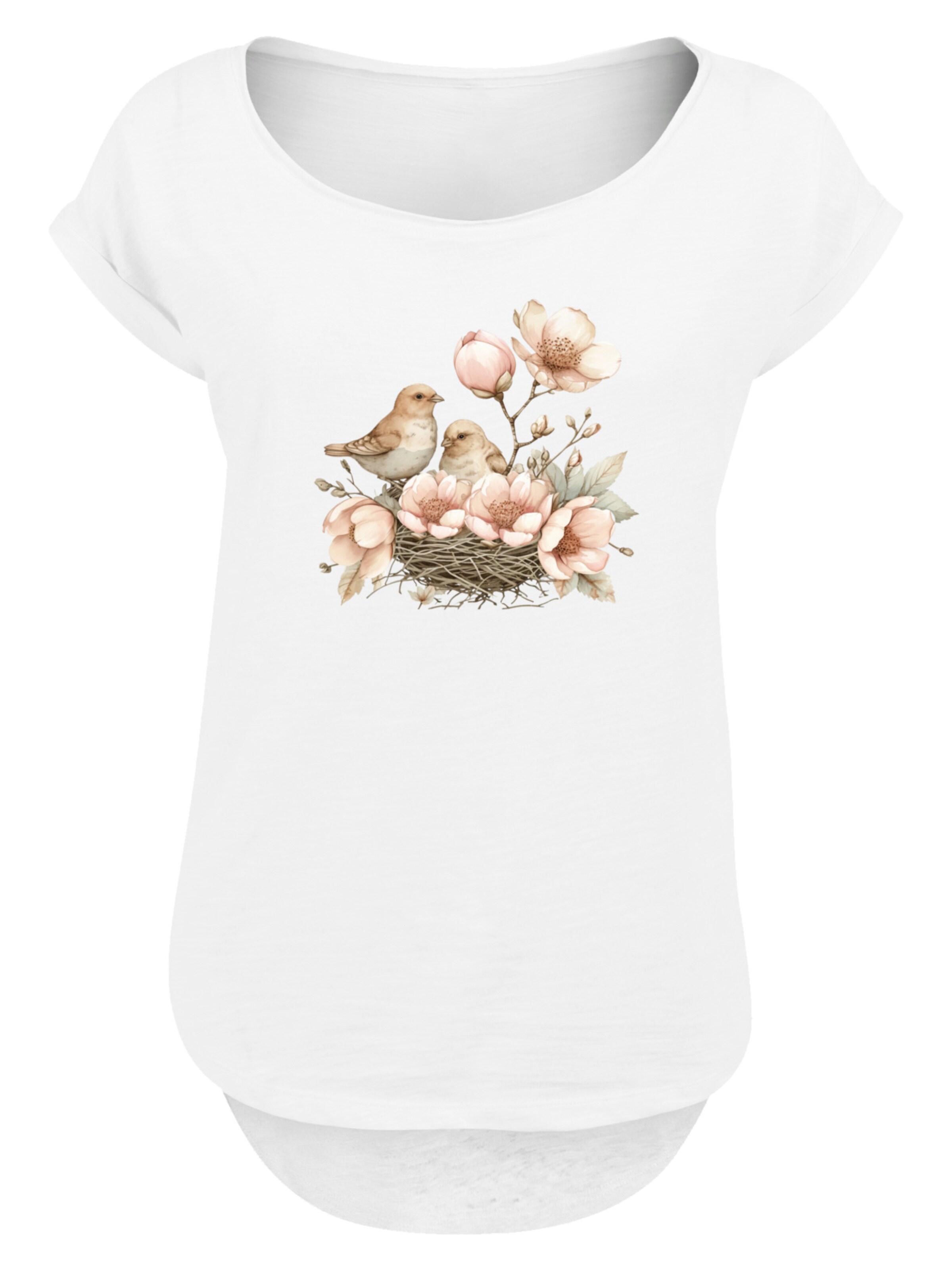 F4NT4STIC Shirt 'Vogelnest Blumen' in White: front