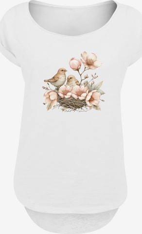 T-shirt 'Vogelnest Blumen' F4NT4STIC en blanc : devant