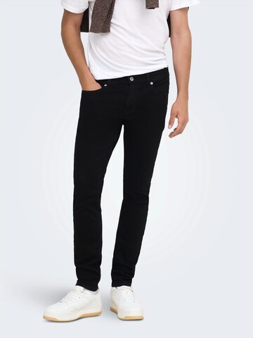 Only & Sons Skinny Jeans 'ONSWARP' in Black: front