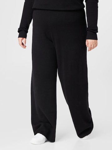 Wide leg Pantaloni de la Calvin Klein Curve pe negru: față