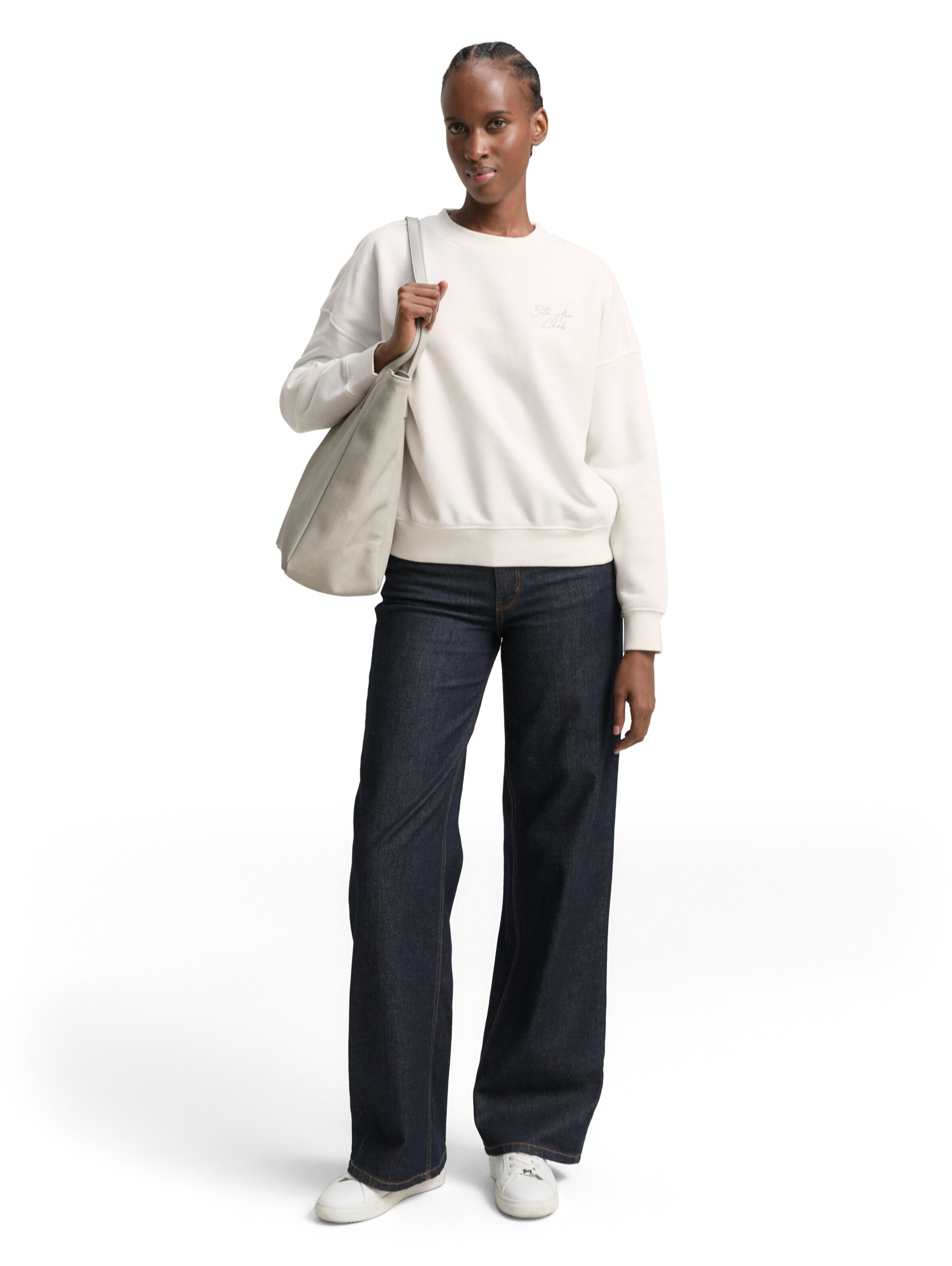 TOM TAILOR DENIM Sweatshirt in Weiß