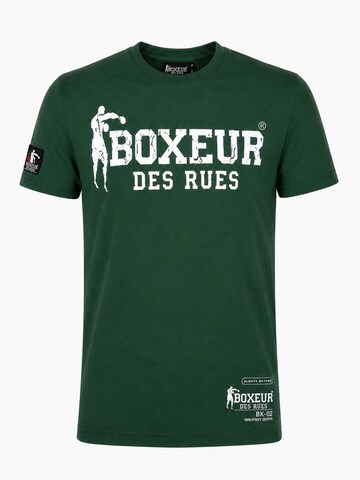 Boxeur des Rues - Camiseta tradicional 'Herren T-Shirt Slim Fit Boxeur des Rues, Dunkelgrün, Weißes Logo, Premium-Baumwolle' en verde: frente