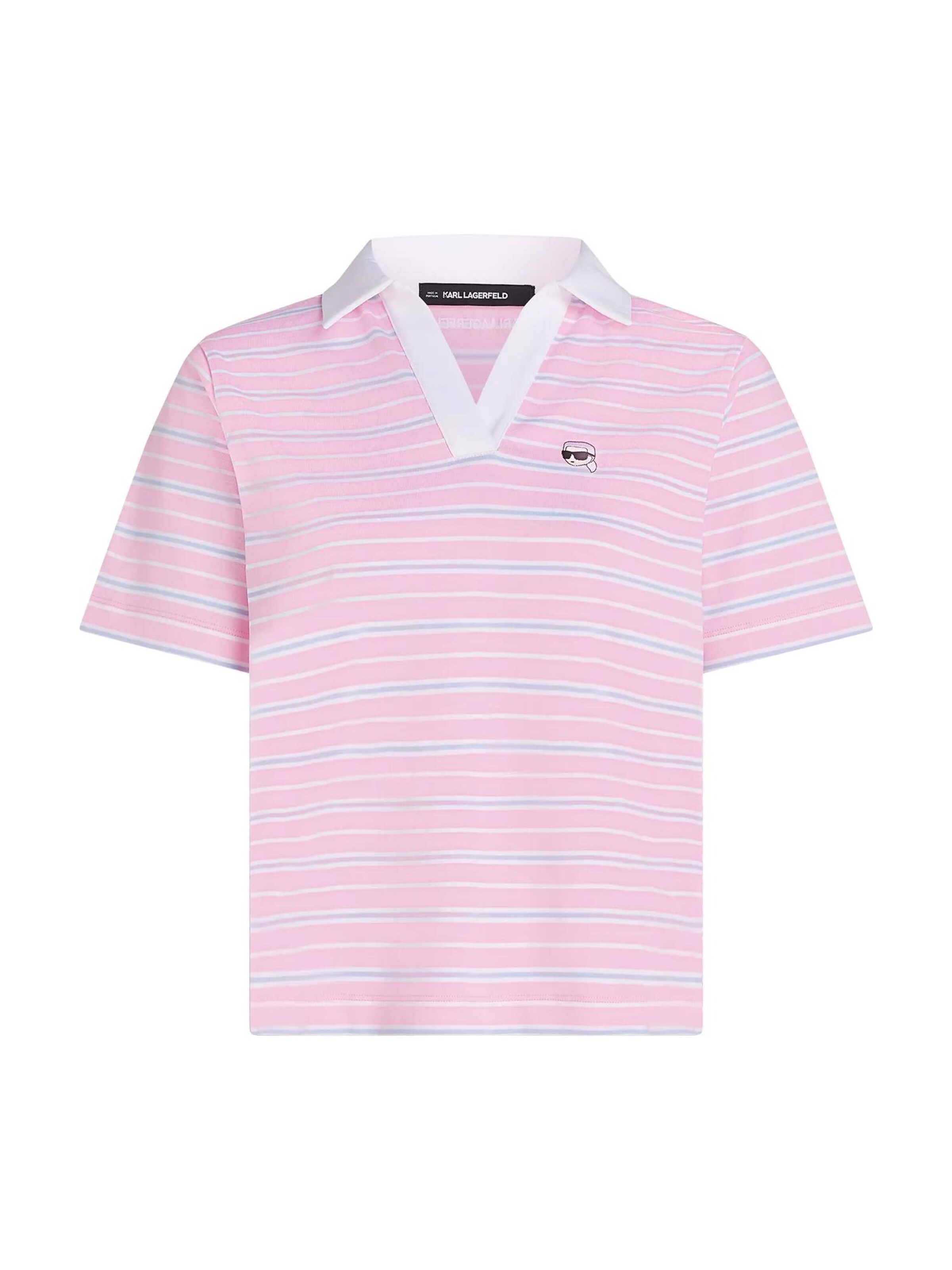 Karl Lagerfeld Tričko 'Ikon Stripe' ve velikosti L - světlemodrá / starorůžová, Produkt