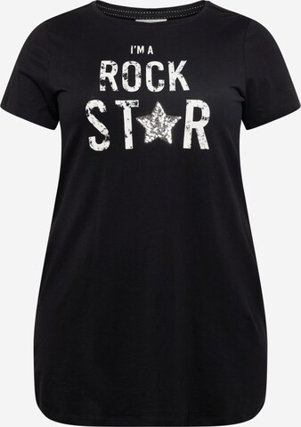 ONLY Carmakoma T-Shirt 'Rockstar' in Schwarz: front