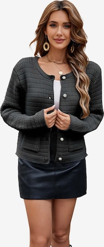 KoJooin Strickjacke 'Damen-Strickcardigan mit Rundhalsausschnitt, langen Ärmeln und Taschen' in Schwarz: Vorderseite