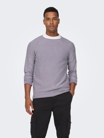 Only & Sons Regular fit Sweater 'Dextor' in Purple: front