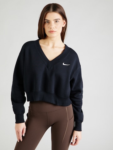 Nike SportswearSweater majica 'Phoenix Fleece' - crna boja: prednji dio