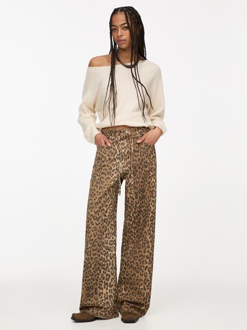 Pull&Bear Zvonové kalhoty Džíny – hnědá