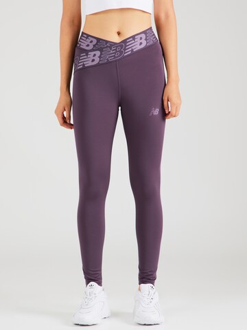 new balance Skinny Workout Pants in Purple: front
