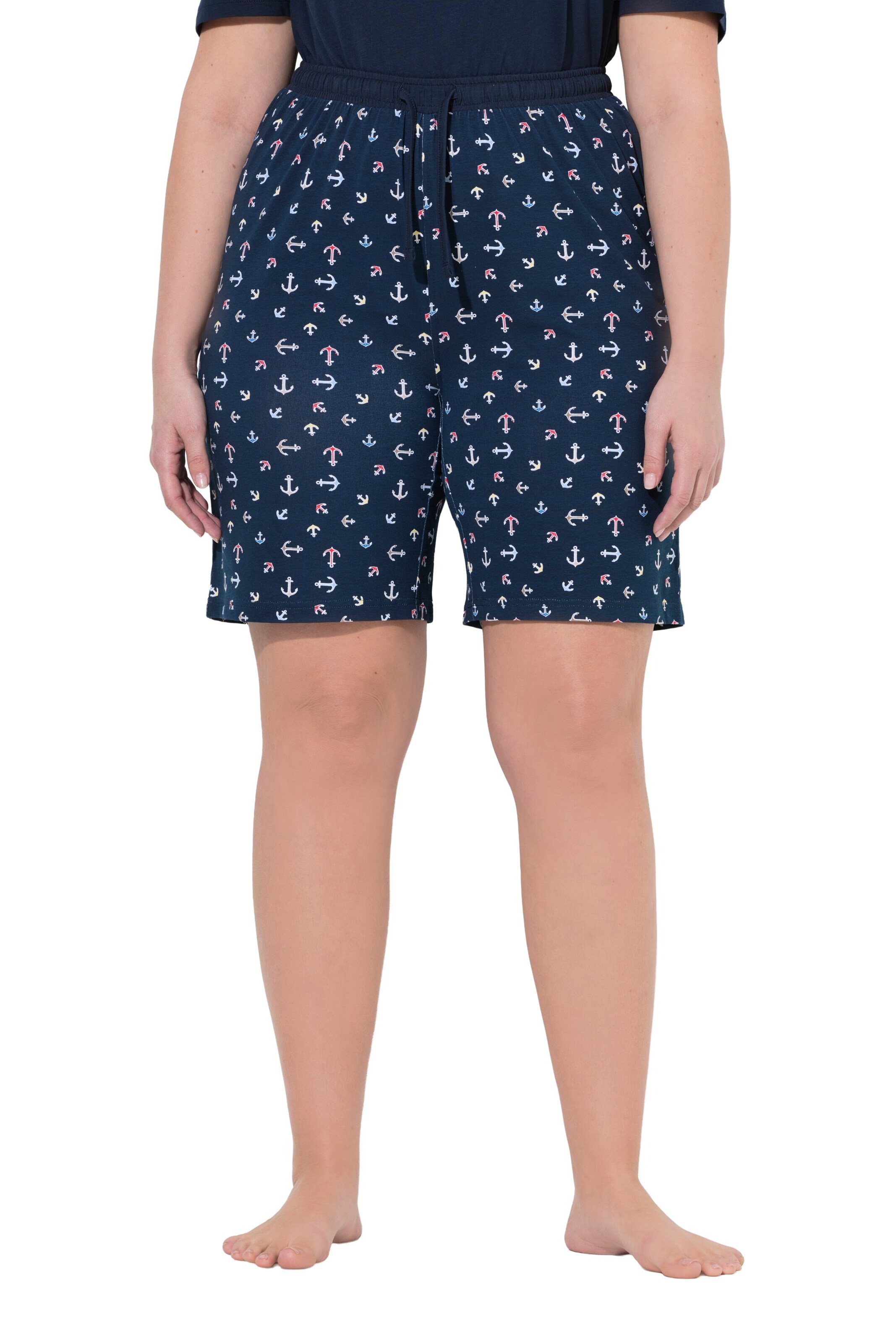 Ulla Popken Korte pyjama in Blauw: voorkant