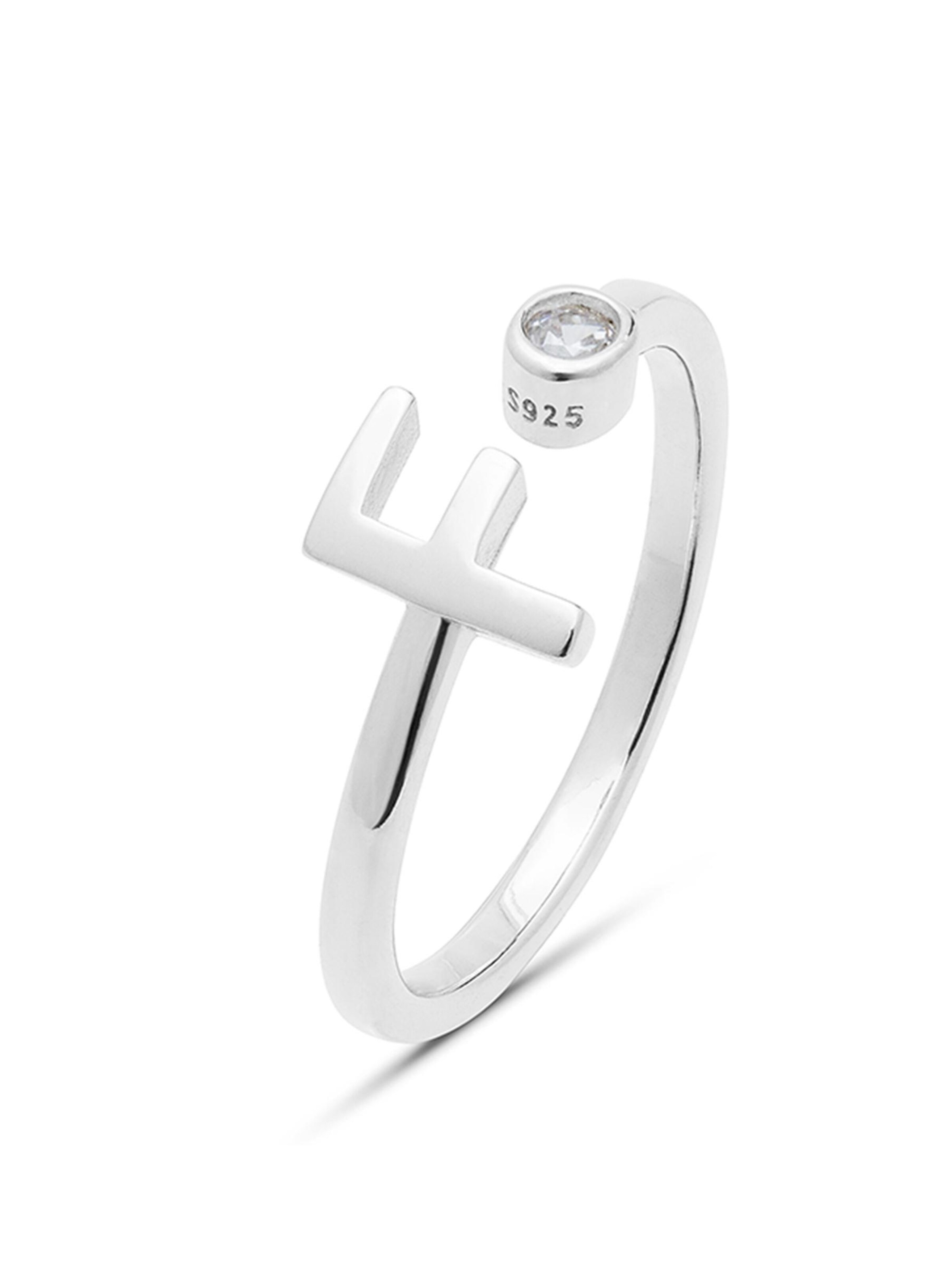 Luxenter Ring 'Alphabet F' in 50-60 in de kleur Zilvergrijs, Productweergave