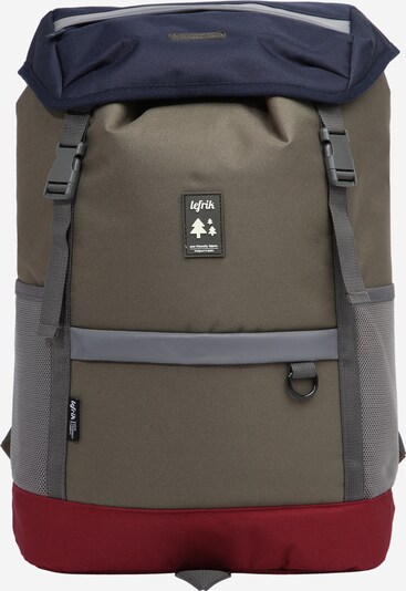 Lefrik Rucksack in navy / grau / khaki / karminrot, Produktansicht