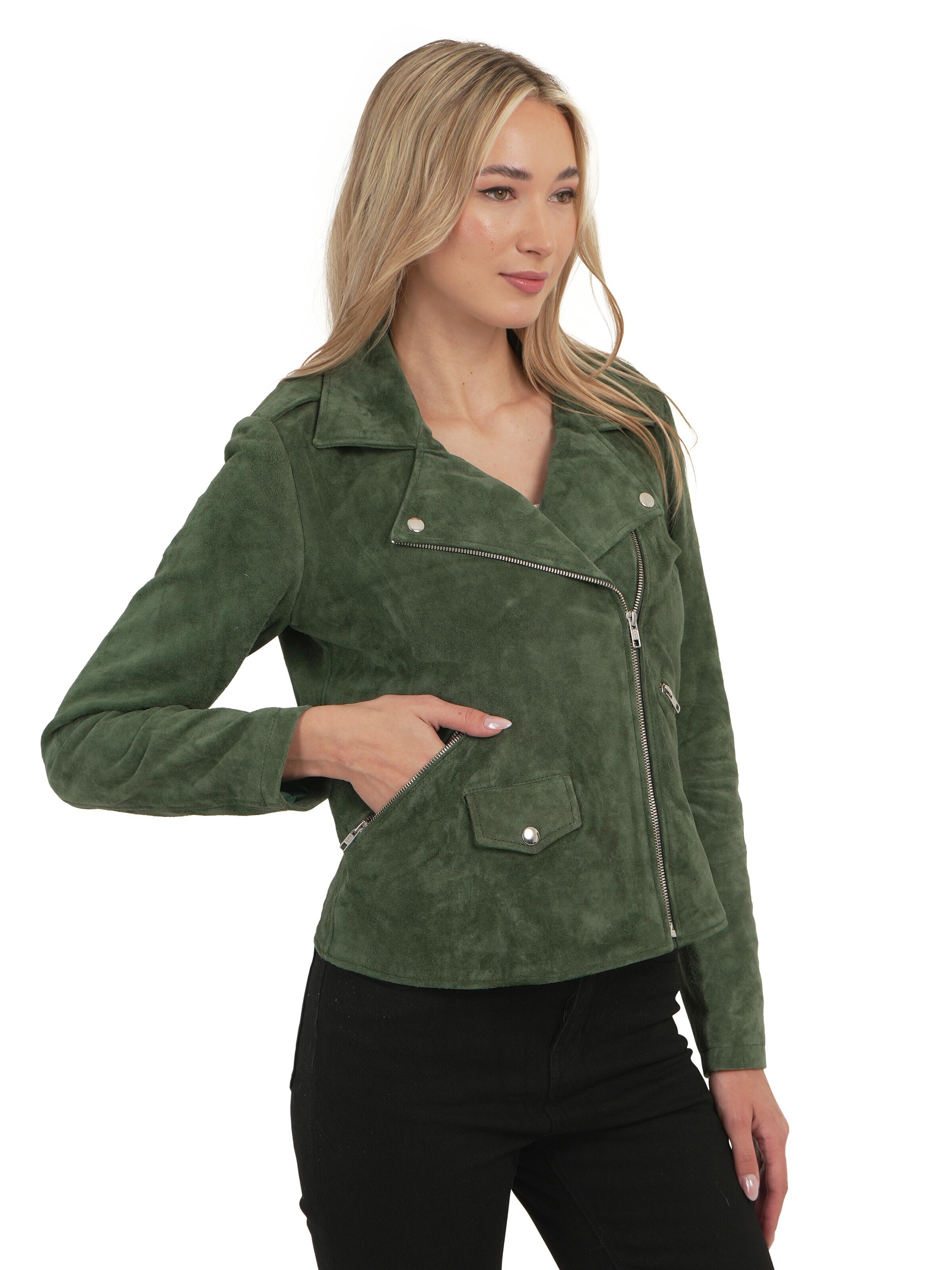 Chic and Clicks - Chaqueta de entretiempo 'Camel Suede' en verde