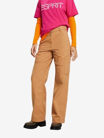 ESPRIT Wide leg Cargo Pants in Brown: front