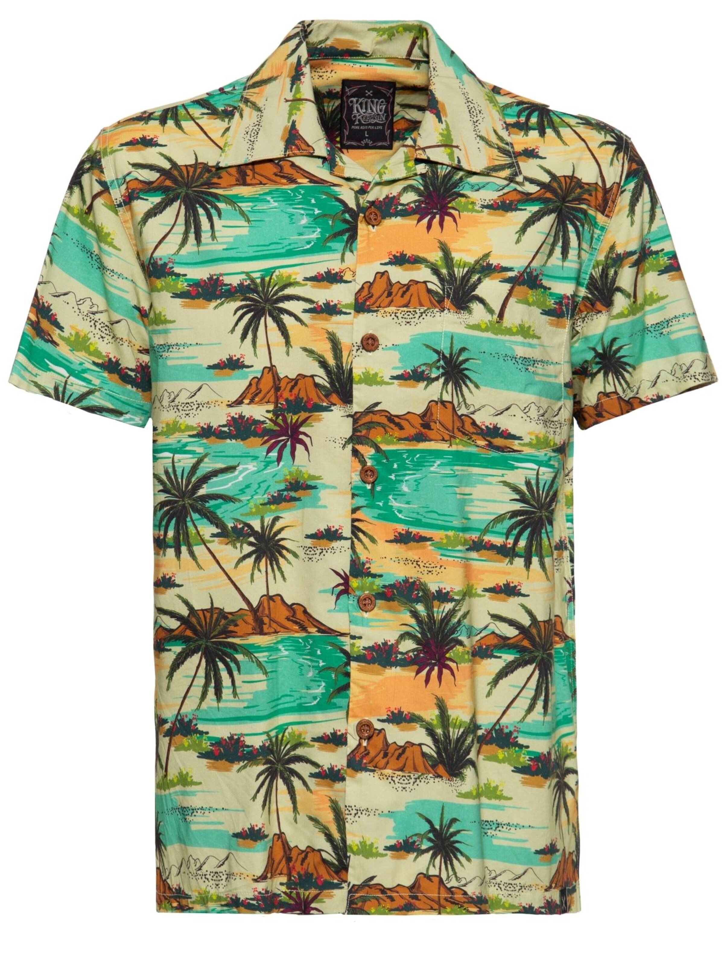 King Kerosin Button Up Shirt 'Tropical Sea' in Mixed colors, Item view