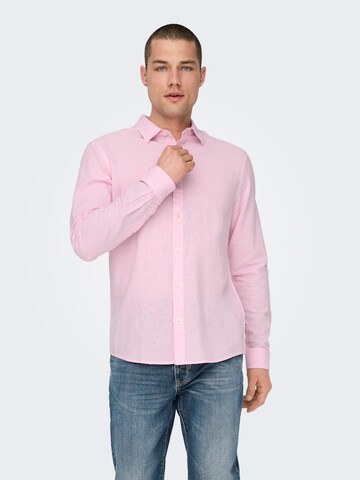 Coupe slim Chemise 'CAIDEN' Only & Sons en rose : devant