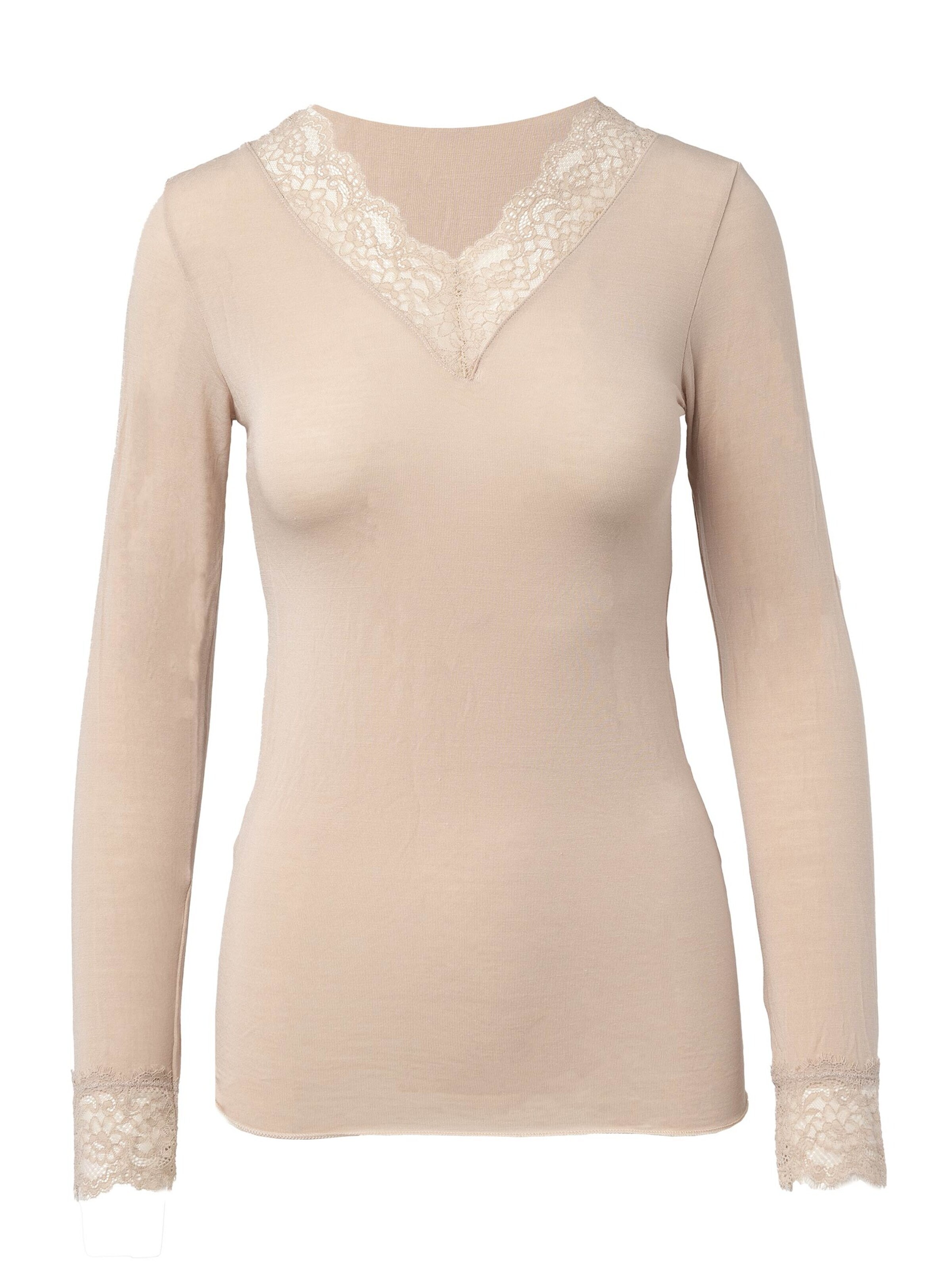 Ciocca Onderhemd 'Maglia Intima con Pizzo in Cashmere Modal Scollo a V' in Beige: voorkant