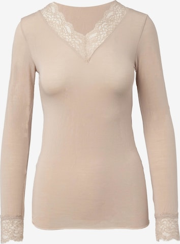 Ciocca - Camiseta térmica 'Maglia Intima con Pizzo in Cashmere Modal Scollo a V' en beige: frente