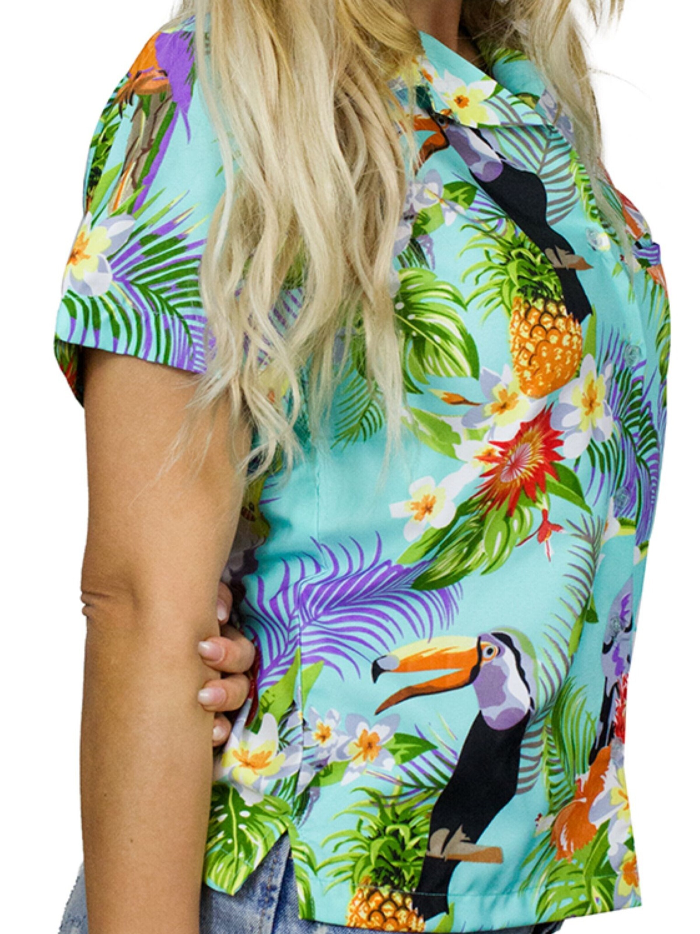 King Kameha Blouse 'Parrot Cockatoo' in Blauw