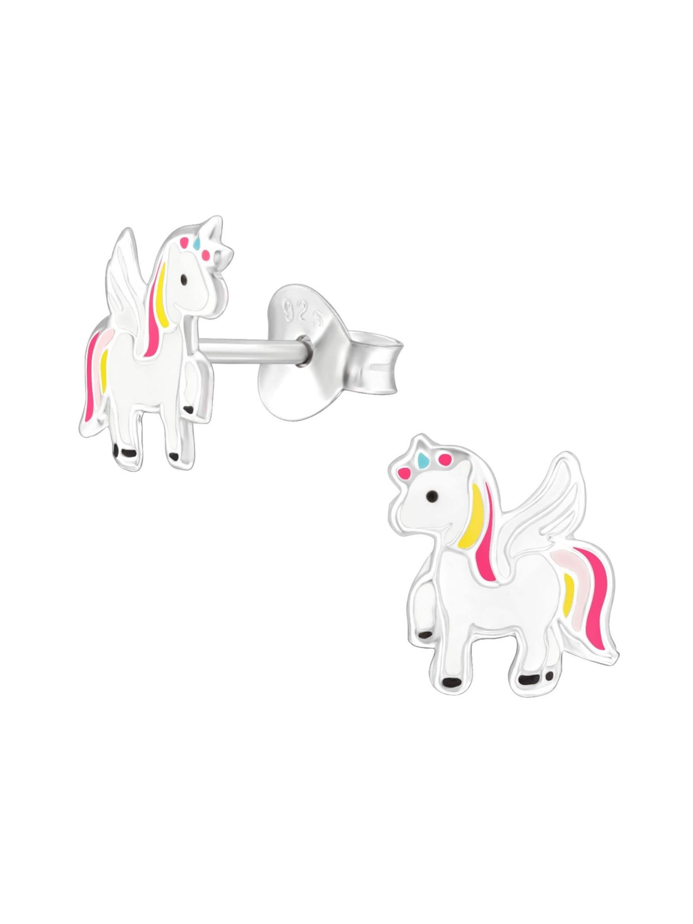 Boucles d'oreilles 'Kinder-Ohrstecker Einhorn aus Sterling Silber mit Epoxidharz' Maxte en jaune : devant