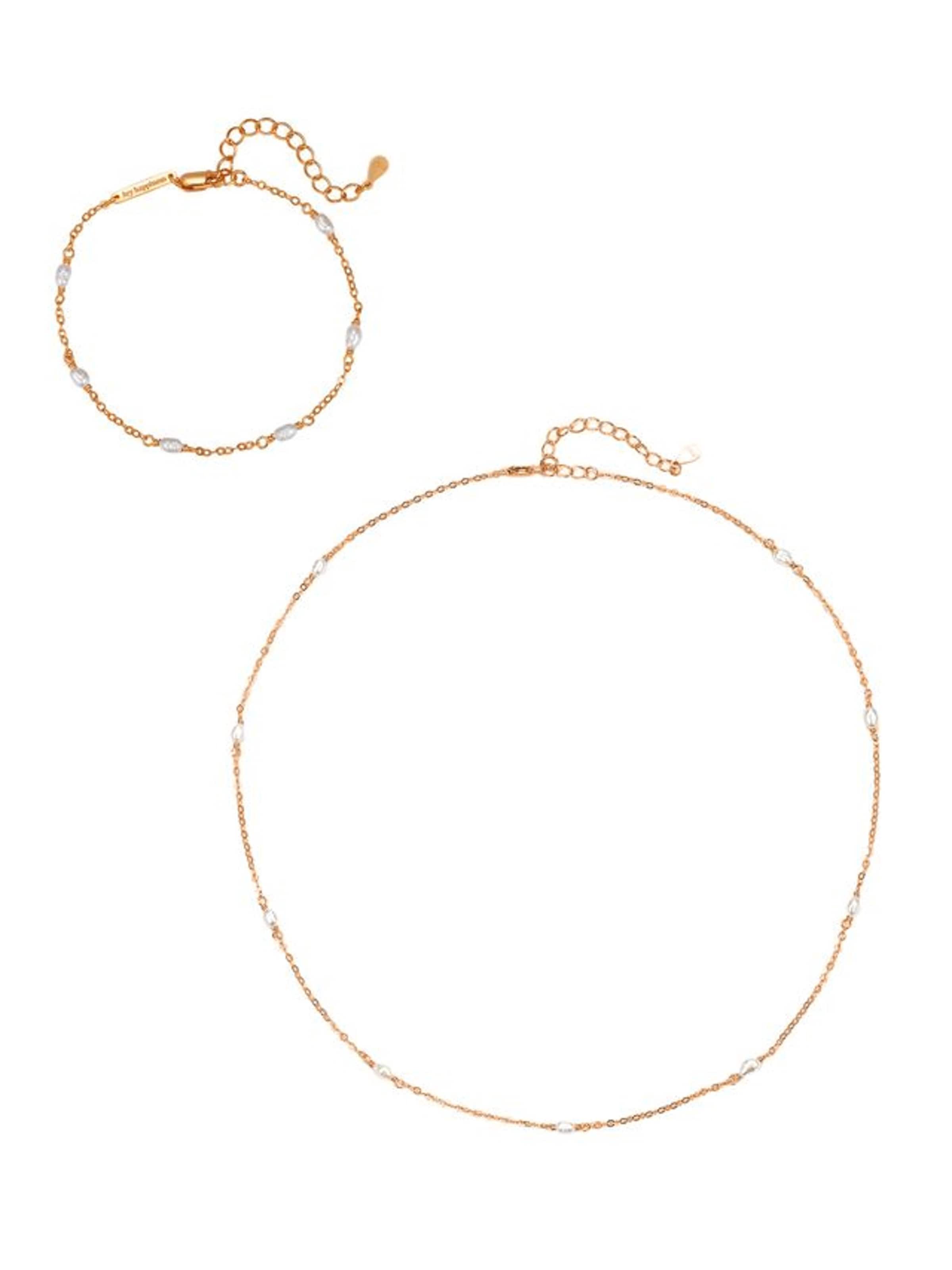 Hey Happiness - Conjunto de joyería 'Pearl Essence' en oro: frente