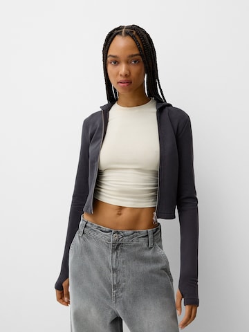 Bershka Sweatjacke in Grau: Vorderseite