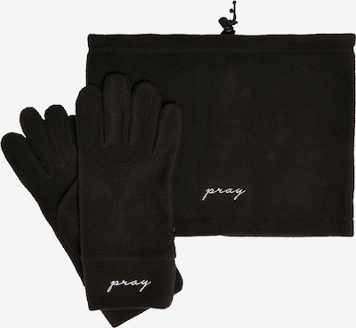 Mister Tee Schal und Handschuh 'Pray' in schwarz / weiß, Produktansicht