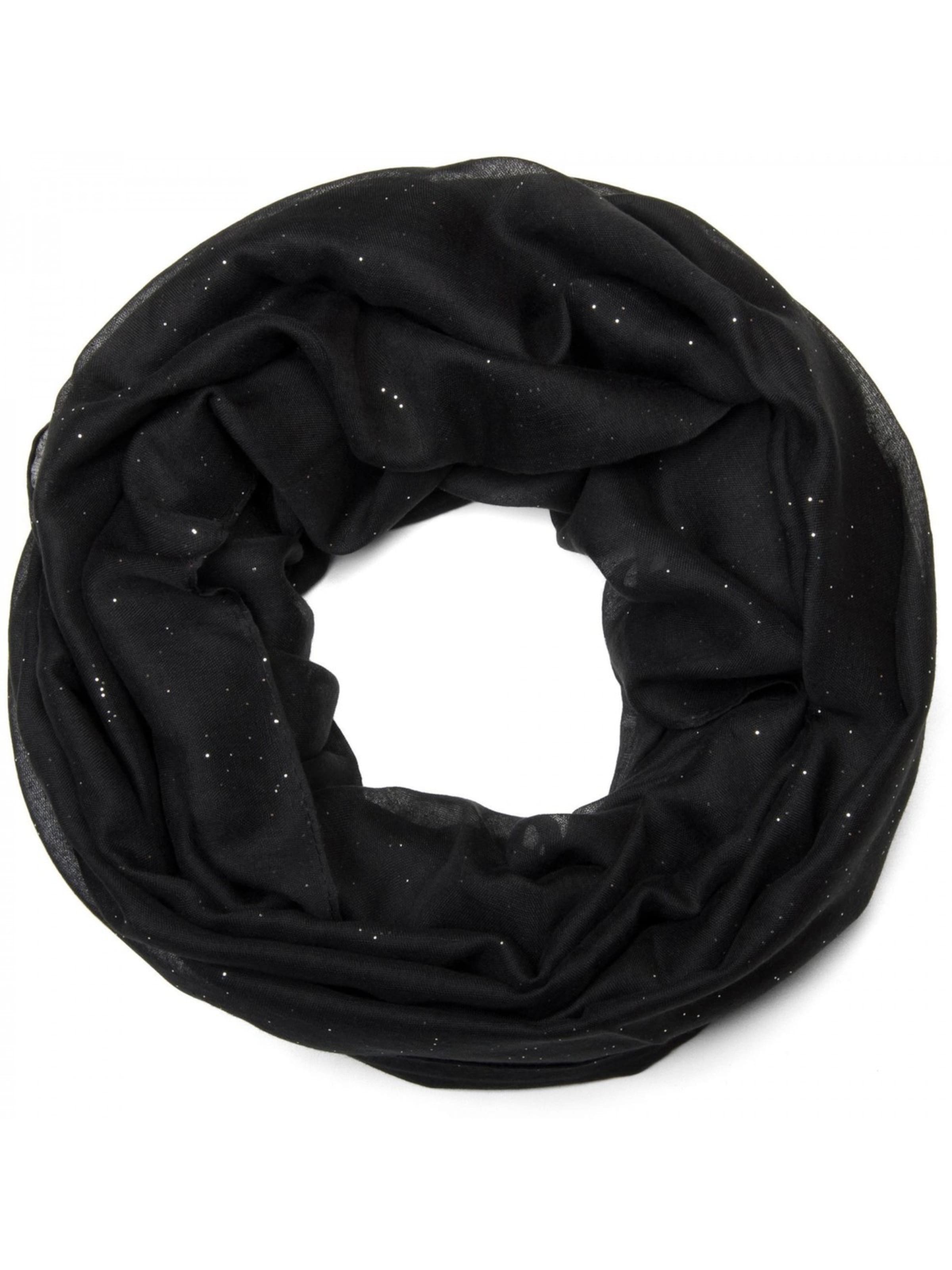 styleBREAKER Loop scarf 'Loop mit Glitzer unifarben' in Black: front