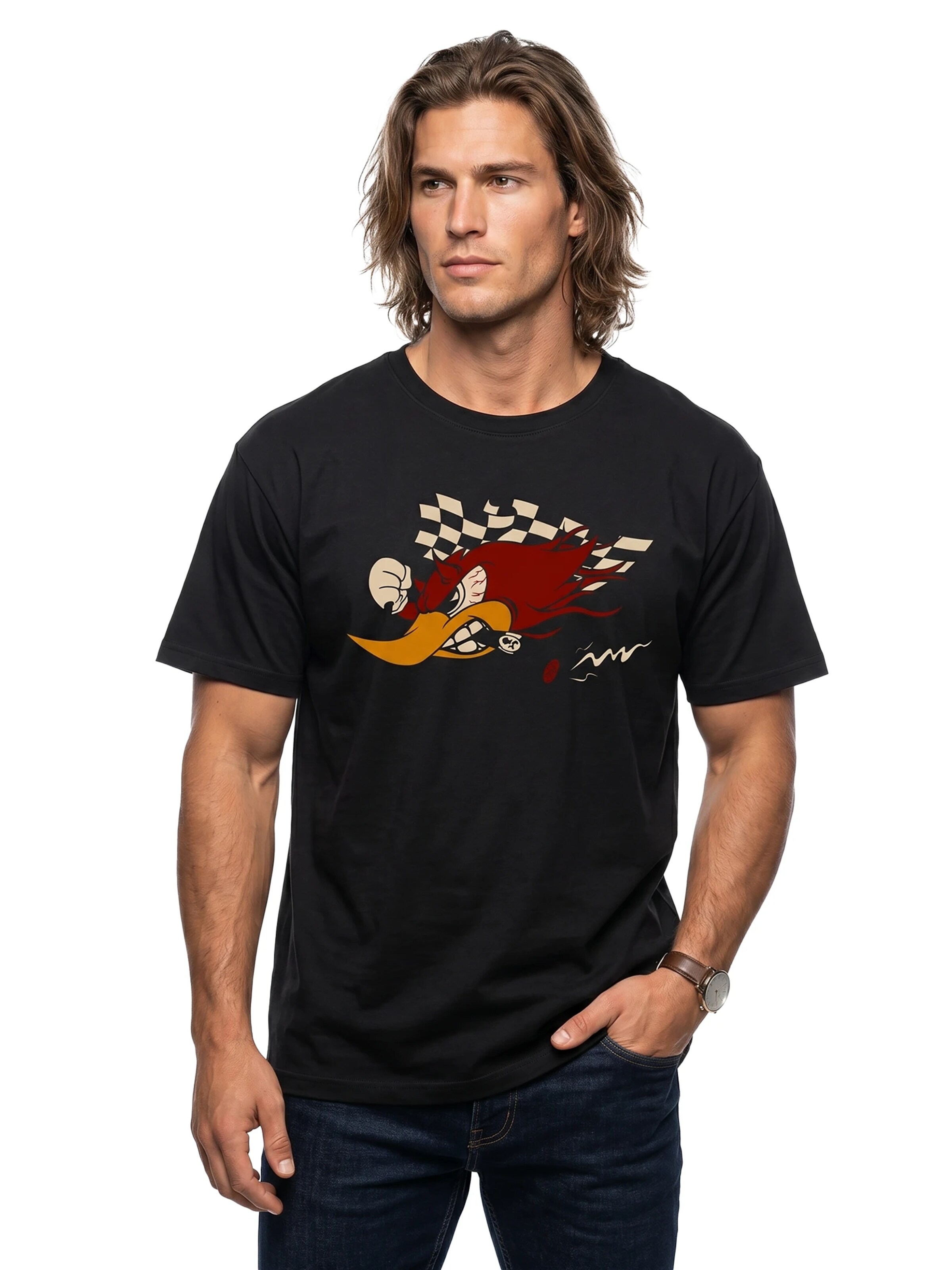 MAKAYA Shirt 'Woody' in Black: front