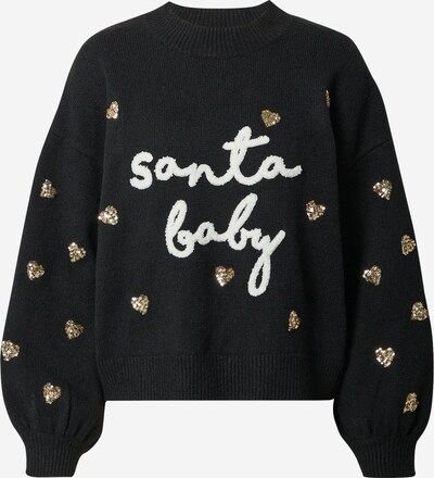 Miss Selfridge Pulover 'SANTA BABY' u zlatna / crna / bijela, Pregled proizvoda