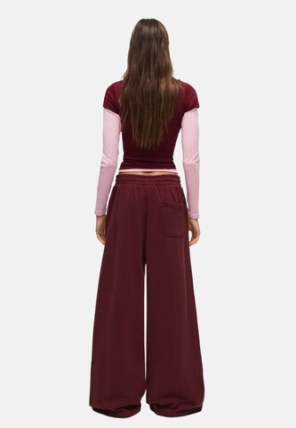 Bershka Wide leg Broek 'DANCERS DREAM' in Rood