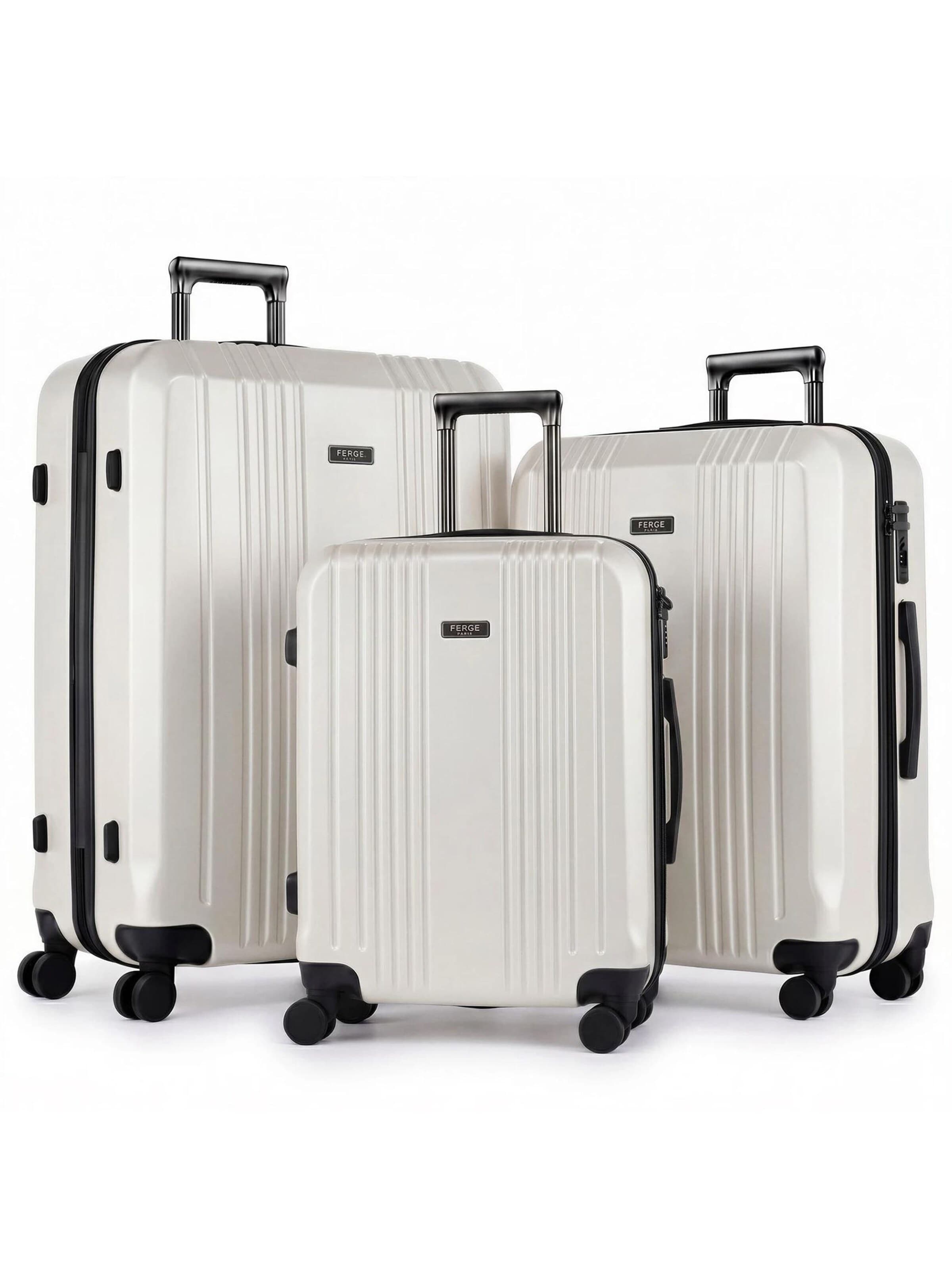 FERGÉ Suitcase Set '3-teilig Hartschale CANNES Trolley Set' in Beige: front