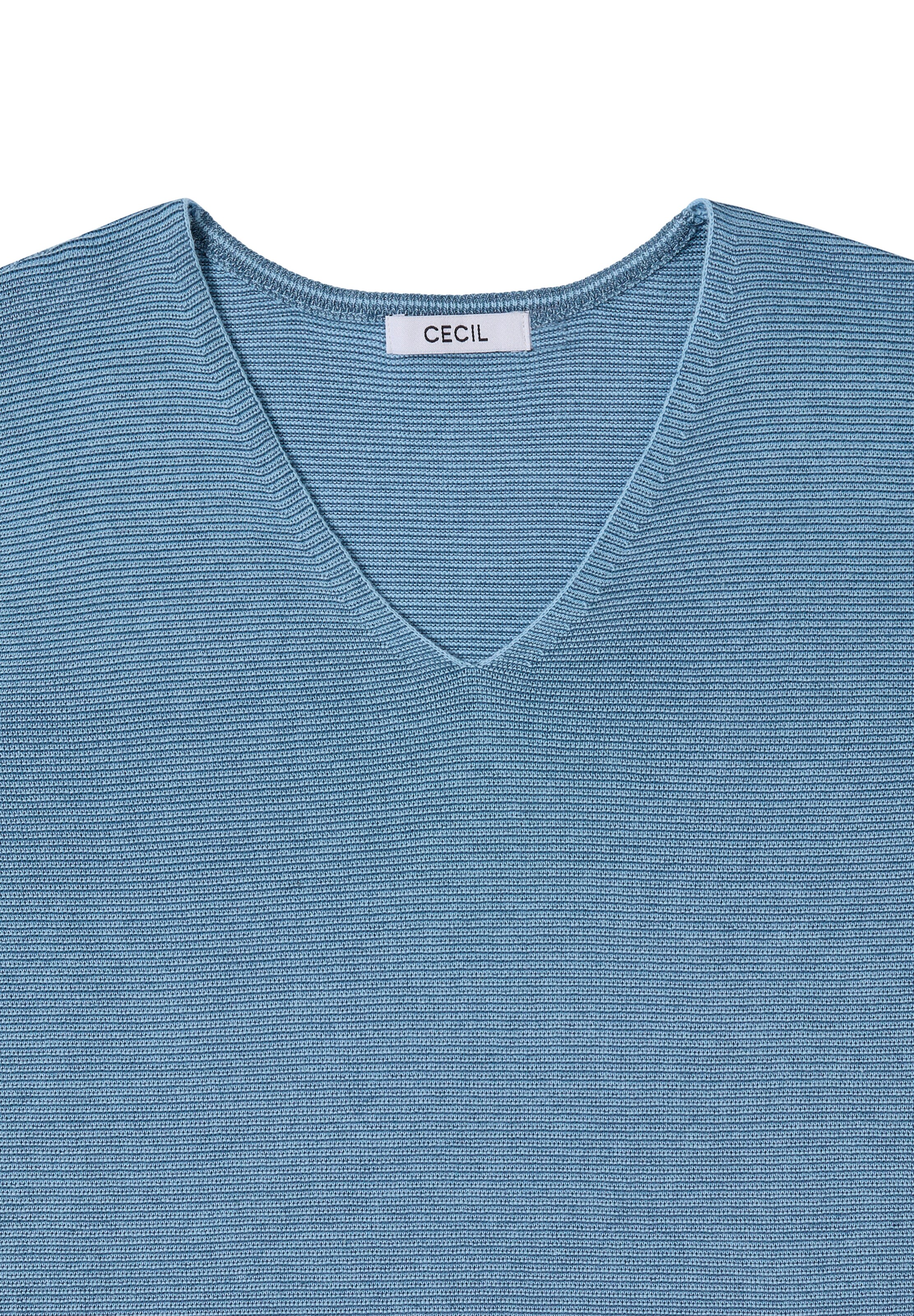 CECIL Pullover im Two-Tone-Look mit V-Neck in Blau
