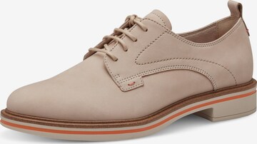 TAMARIS Veterschoen in Beige: voorkant