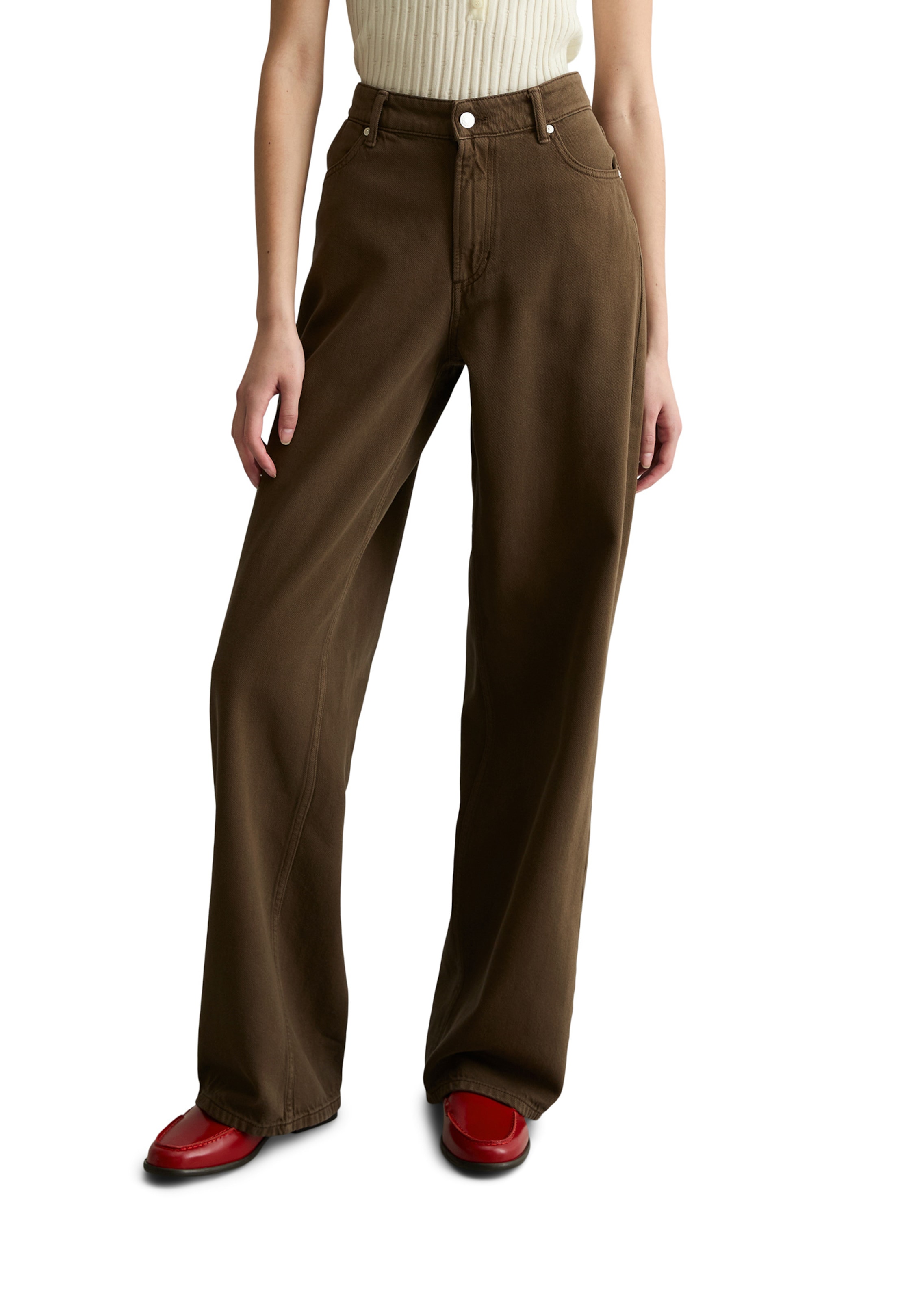 Marc O'Polo DENIM Wide Leg Jeans 'Tomma' in Braun: Vorderseite