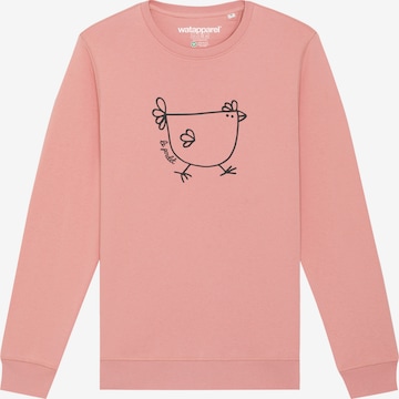 Sweat-shirt ' Le poulet - das Huhn ' Watapparel en rose : devant