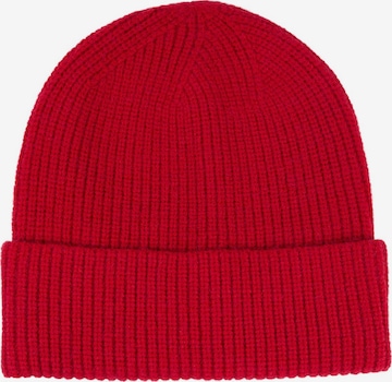styleBREAKER Mütze 'Feinstrick Beanie Mütze mit Krempe' in Rot: Vorderseite