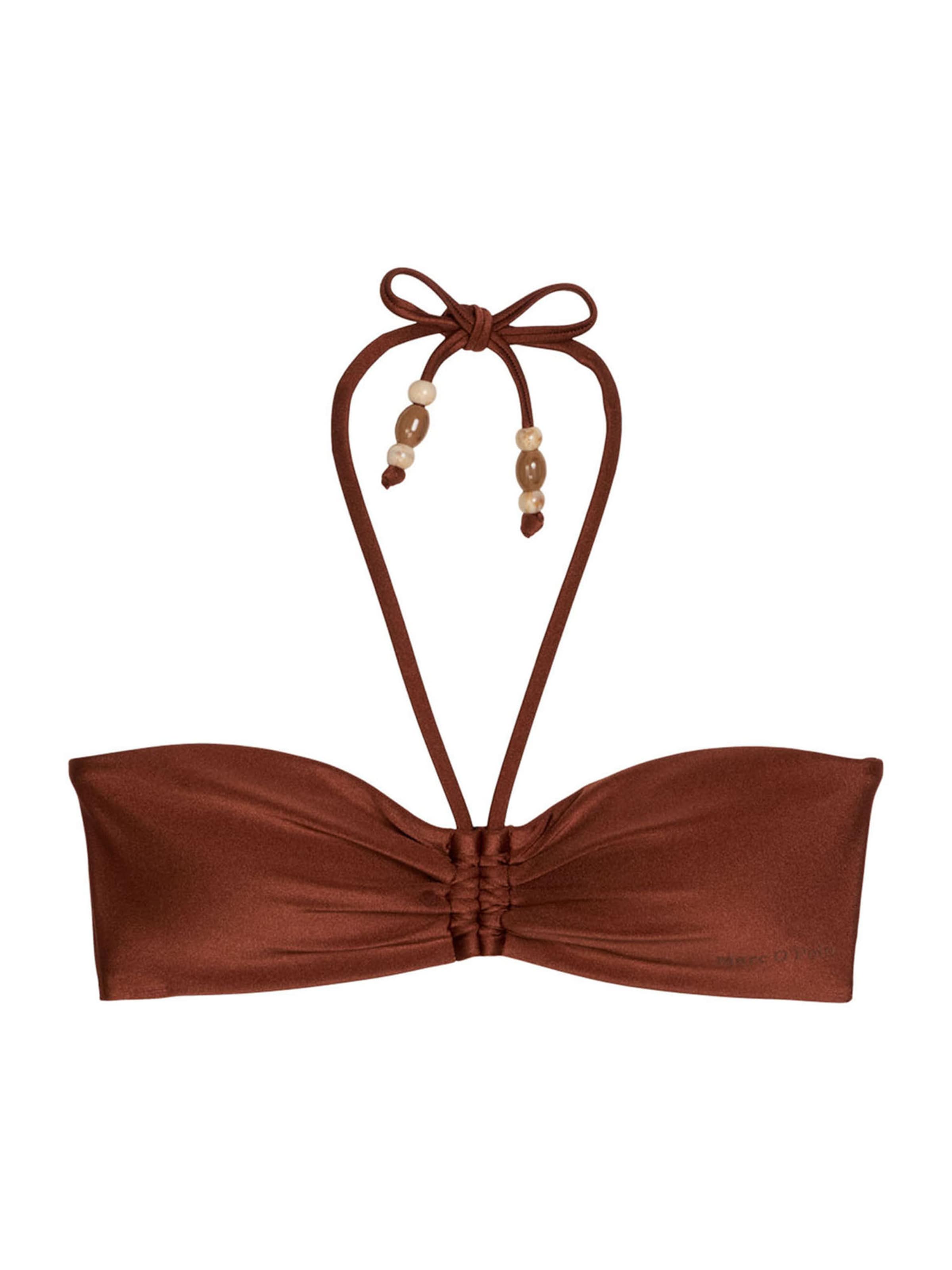 Marc O'Polo Bandeau Bikinitop ' Breezy Leaf ' in Bruin: voorkant