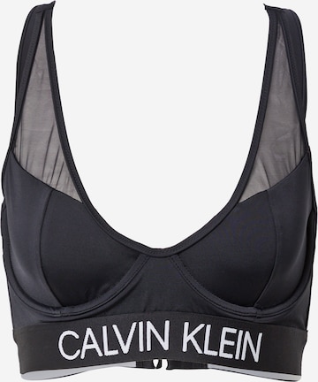 Calvin Klein Swimwear Bikini Top in Black: front