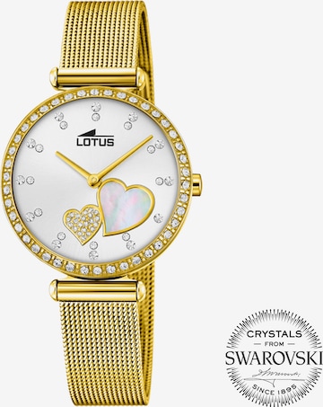 Lotus Analog Watch in Gold: front