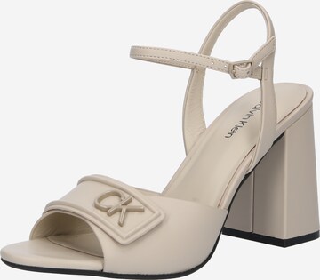 Calvin Klein Sandalen met riem in Beige: voorkant