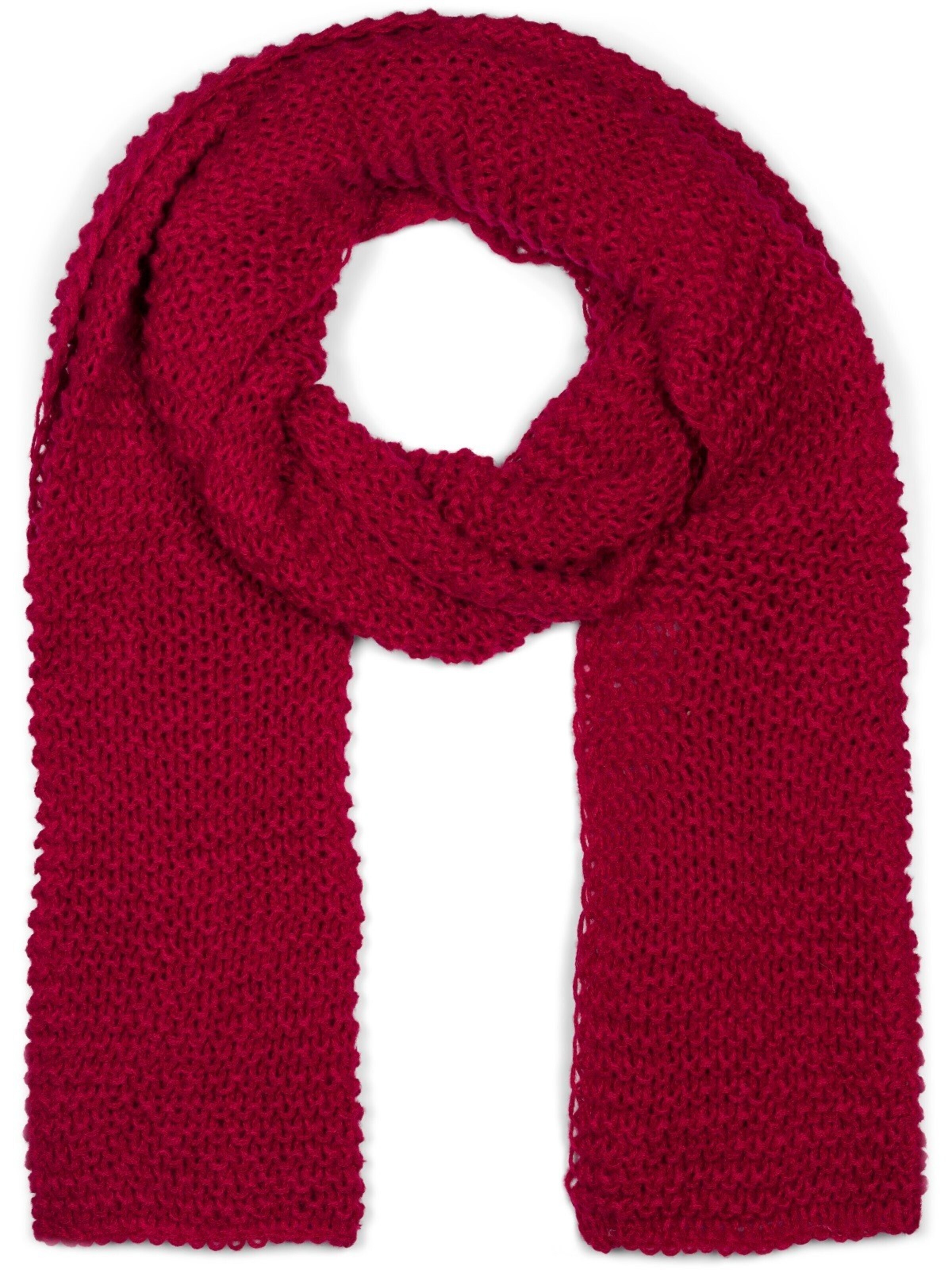 styleBREAKER Schal 'Langer Strick Schal mit Wellen Strickmuster'‌‌ in Rot: Vorderseite