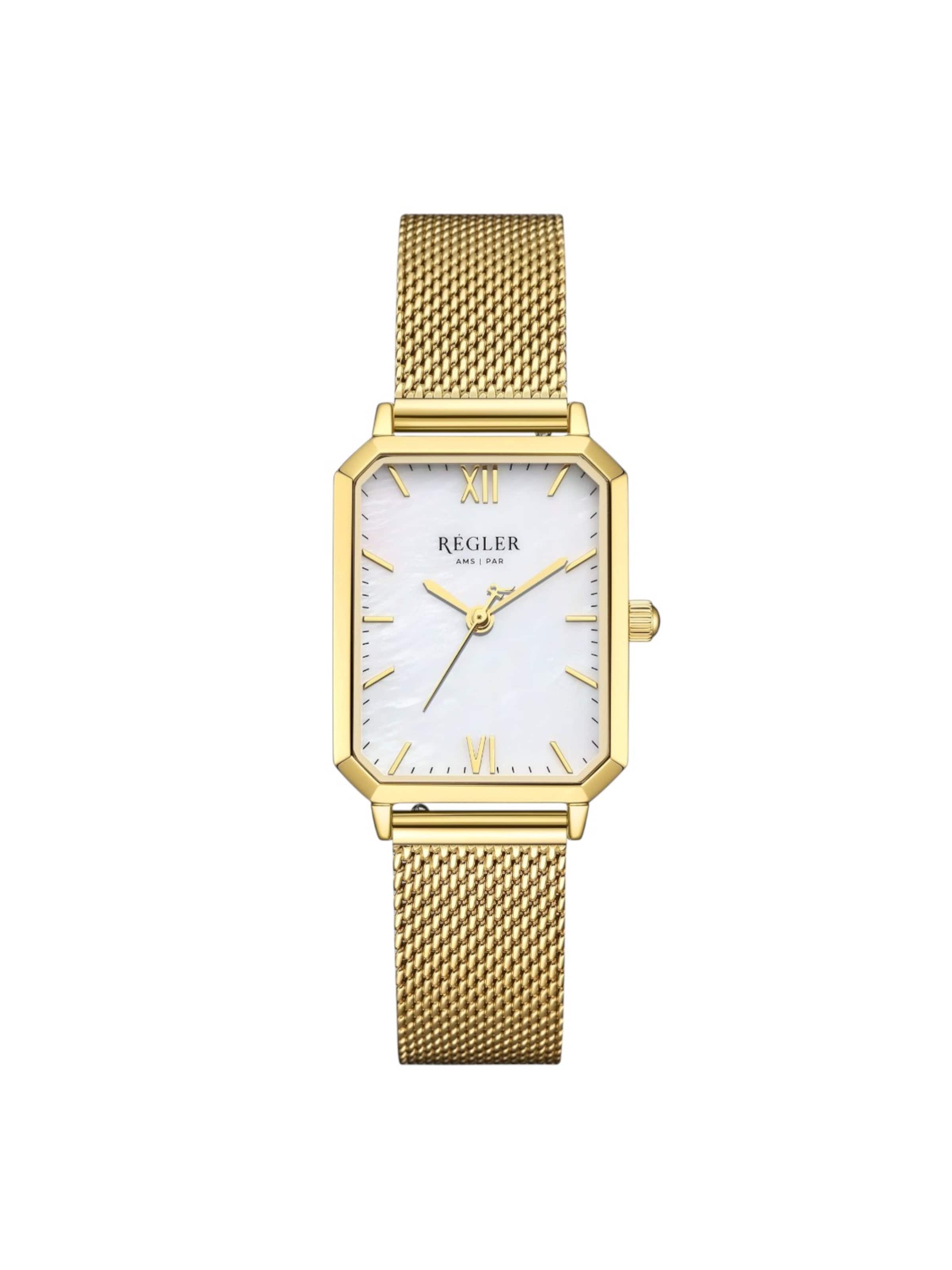 Montre à affichage analogique 'Régler Élégance Mesh Gold - Pearl' Régler en or : devant