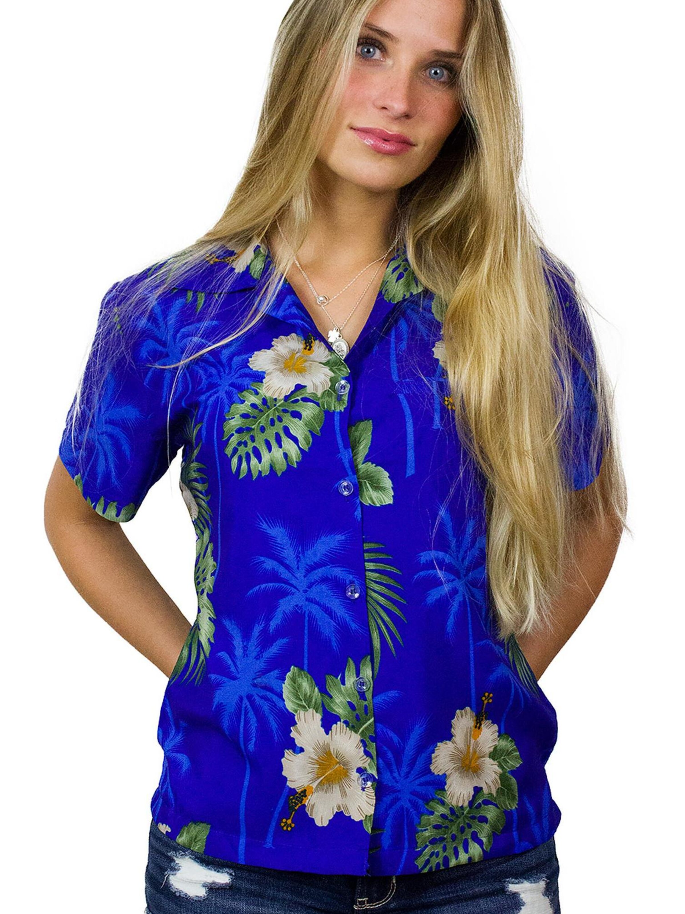 King Kameha Blouse 'Small Flower' in Blue