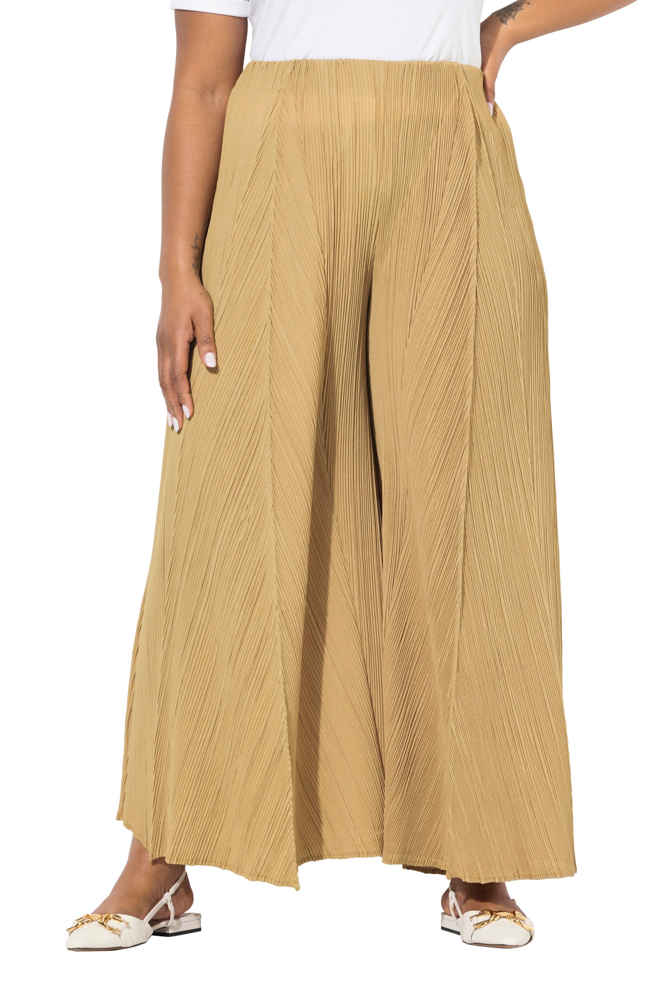 Wide Leg Pantalon Ulla Popken en jaune : devant