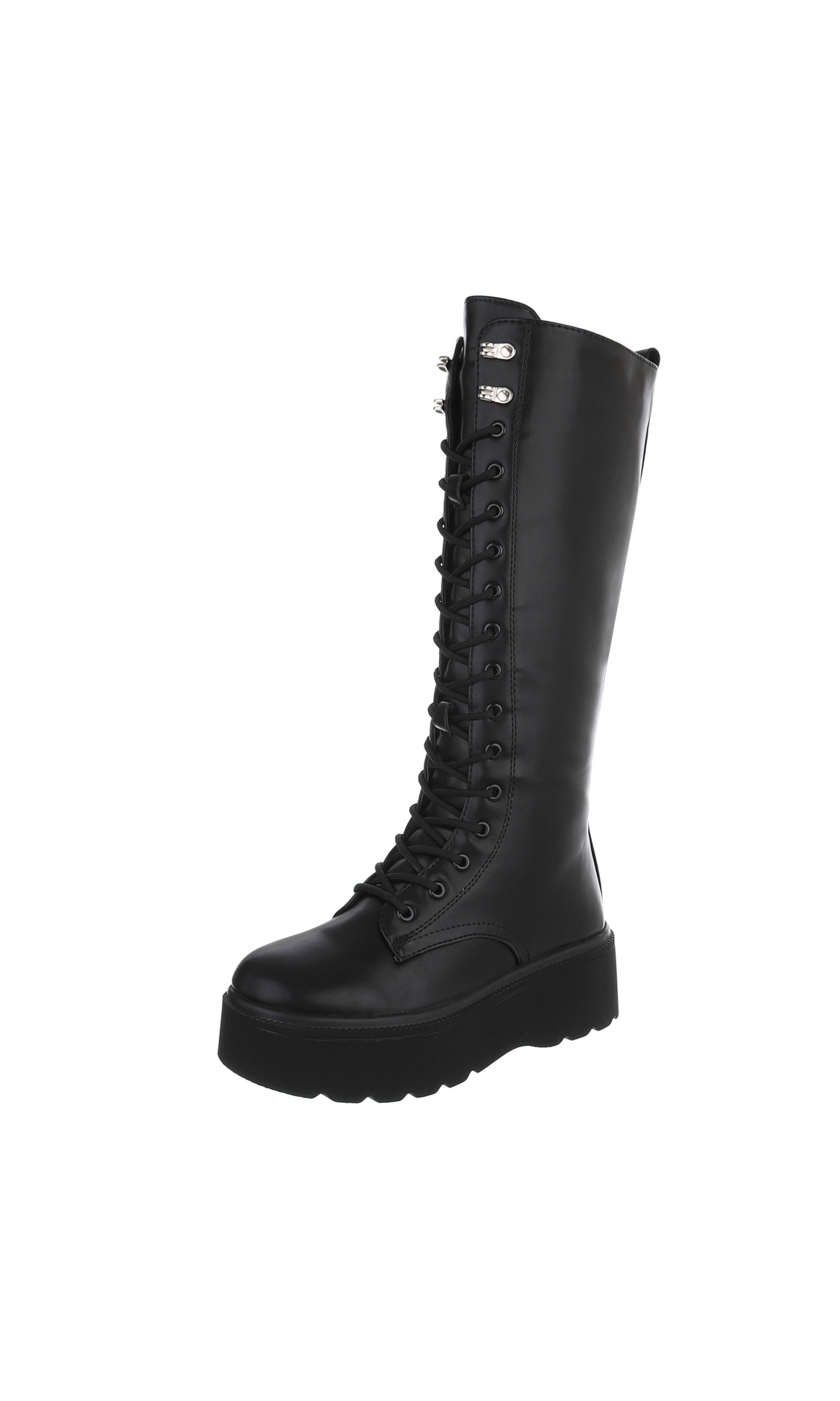 Ital-Design Lace-Up Boots in Black: front